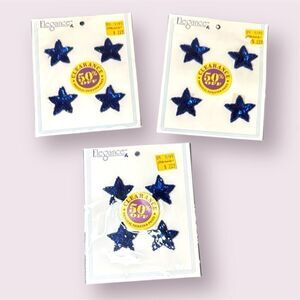 ELEGANCE Vintage 90s Blue Sequin Stars Appliques *NEW*
